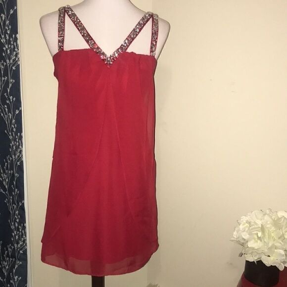 Adrianna Papell Flyaway Dress with Beaded Straps - Picture 1 of 8